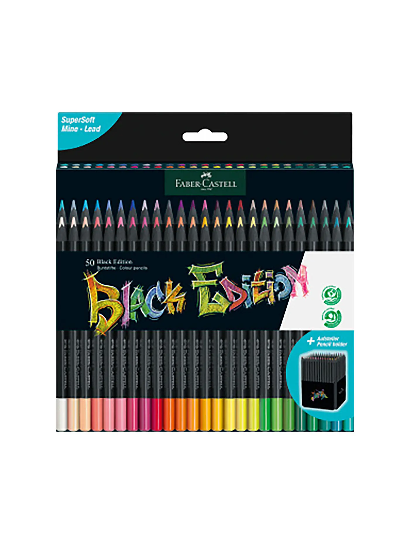 FABER-CASTELL | Bunstiftebox Black Edition (50 Stk.) | 